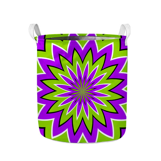 Green Flower Moving Optical Illusion Collapsible Laundry Basket
