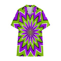 Green Flower Moving Optical Illusion Cotton Hawaiian Shirt
