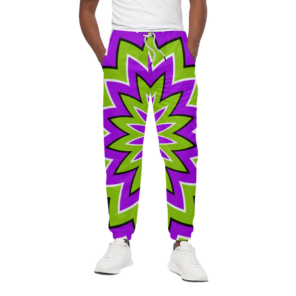 Green Flower Moving Optical Illusion Cotton Pants