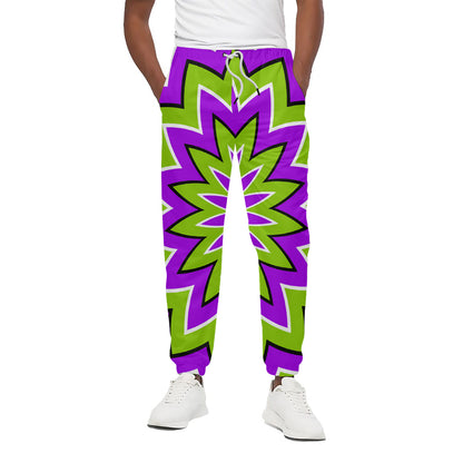 Green Flower Moving Optical Illusion Cotton Pants