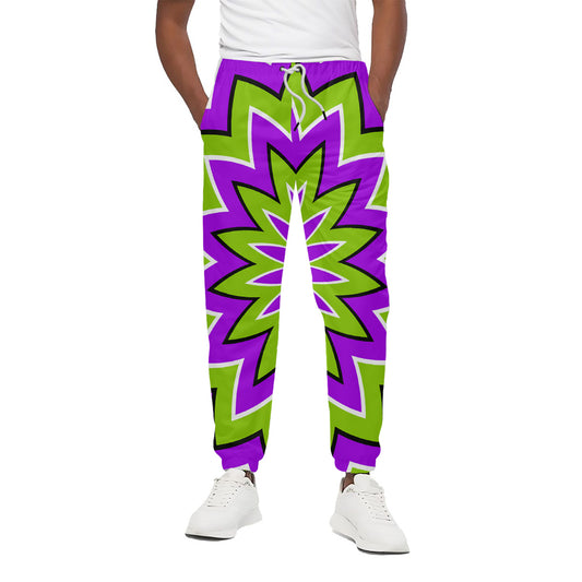 Green Flower Moving Optical Illusion Cotton Pants