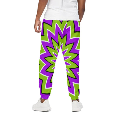 Green Flower Moving Optical Illusion Cotton Pants