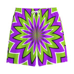 Green Flower Moving Optical Illusion Cotton Shorts