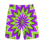 Green Flower Moving Optical Illusion Cotton Shorts