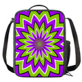 Green Flower Moving Optical Illusion Crossbody Lunch Bag