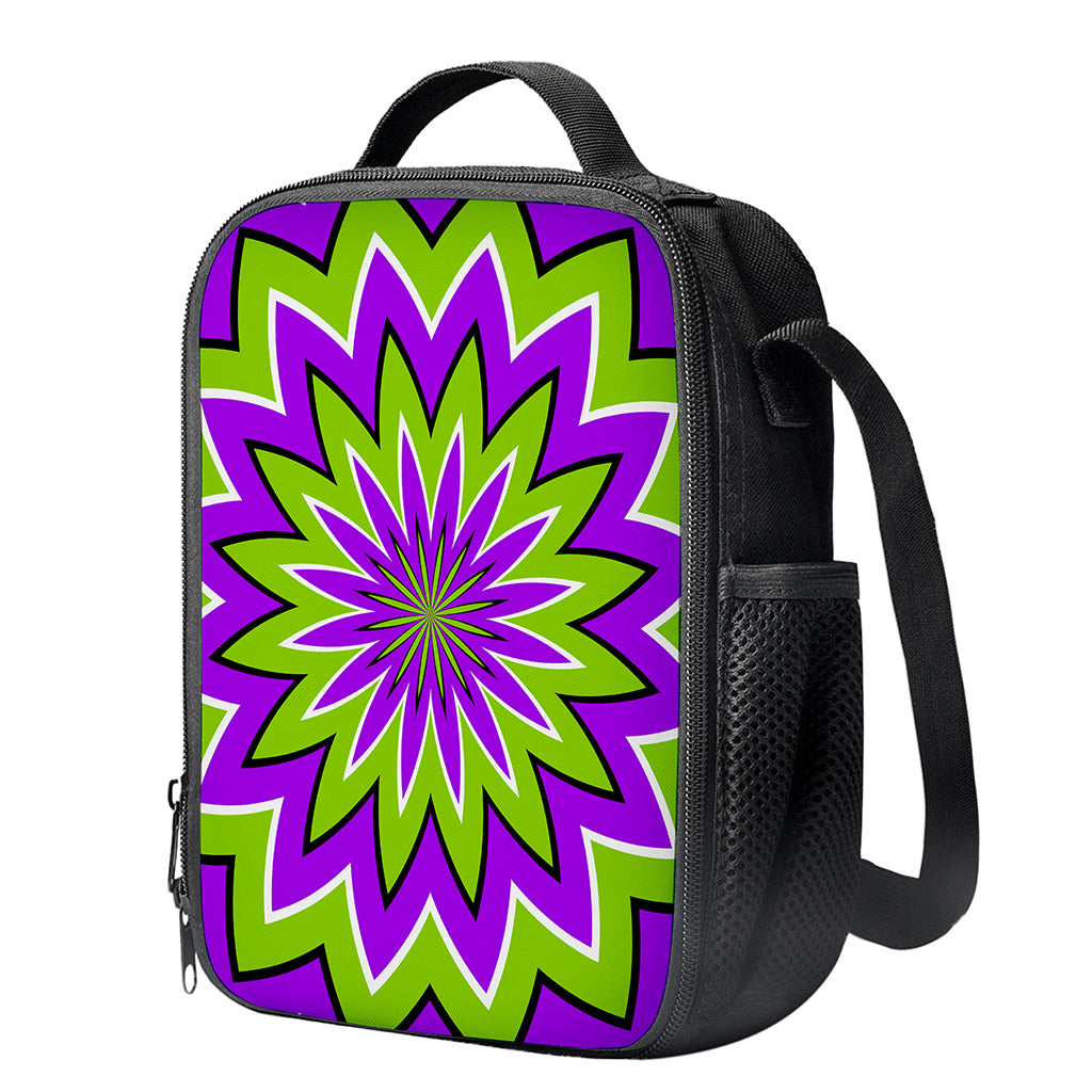 Green Flower Moving Optical Illusion Crossbody Lunch Bag