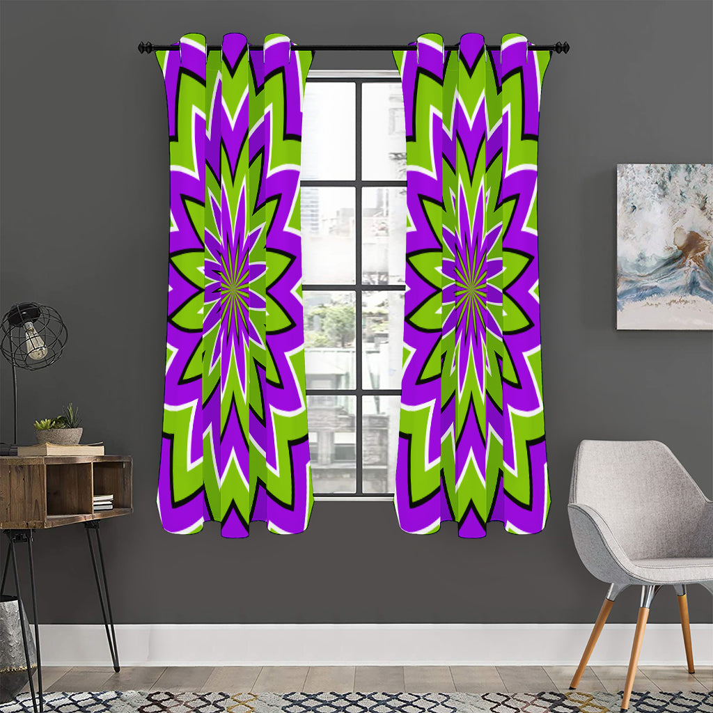 Green Flower Moving Optical Illusion Curtain