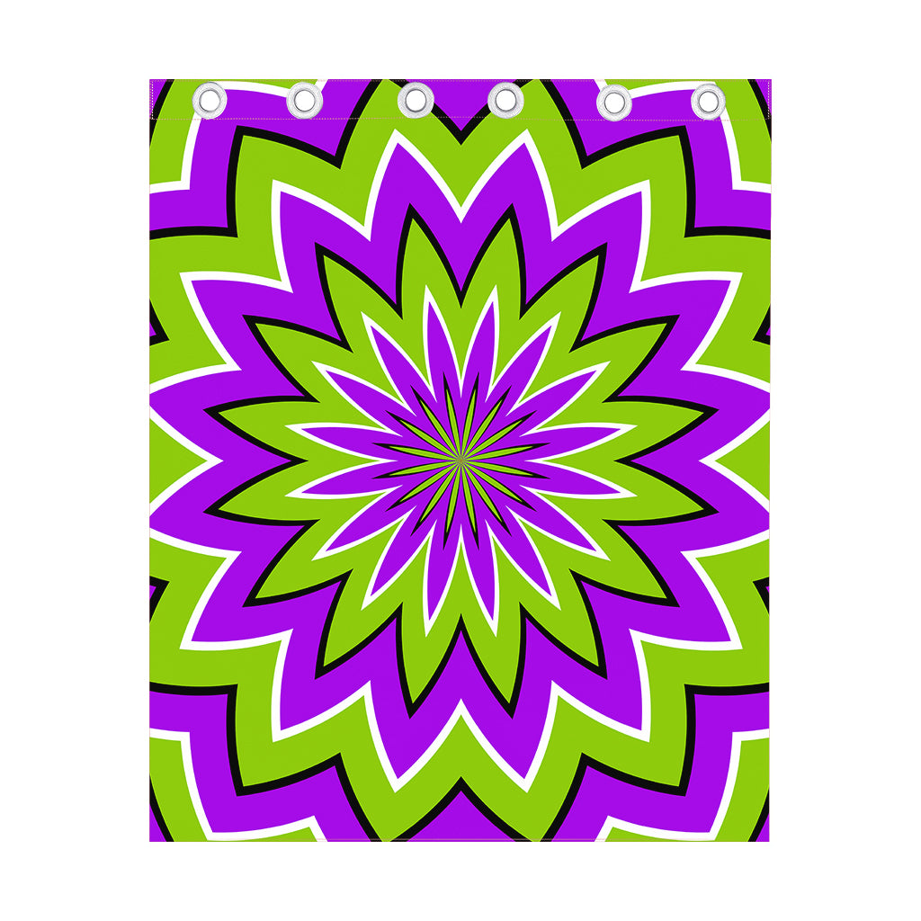 Green Flower Moving Optical Illusion Curtain