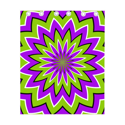 Green Flower Moving Optical Illusion Curtain
