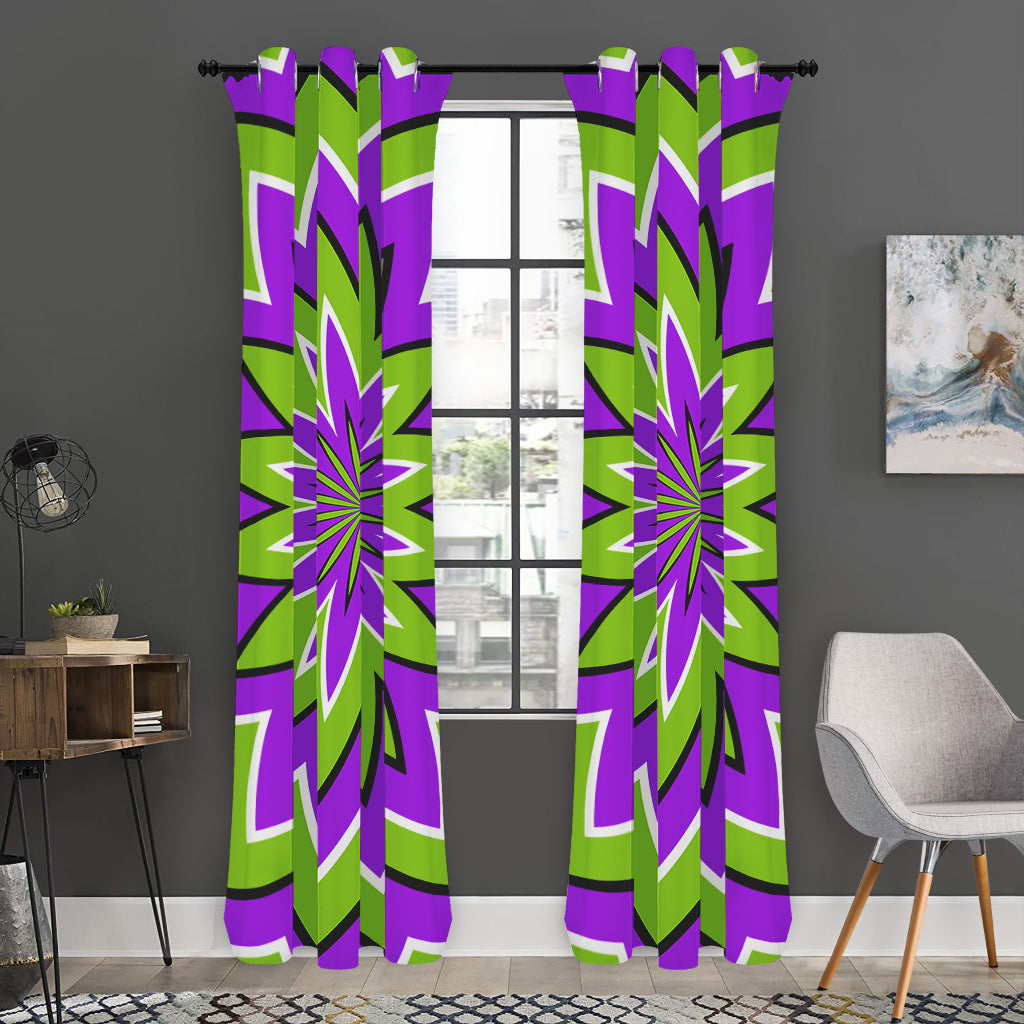Green Flower Moving Optical Illusion Curtain