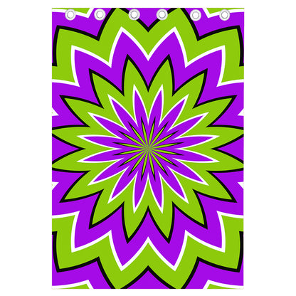 Green Flower Moving Optical Illusion Curtain