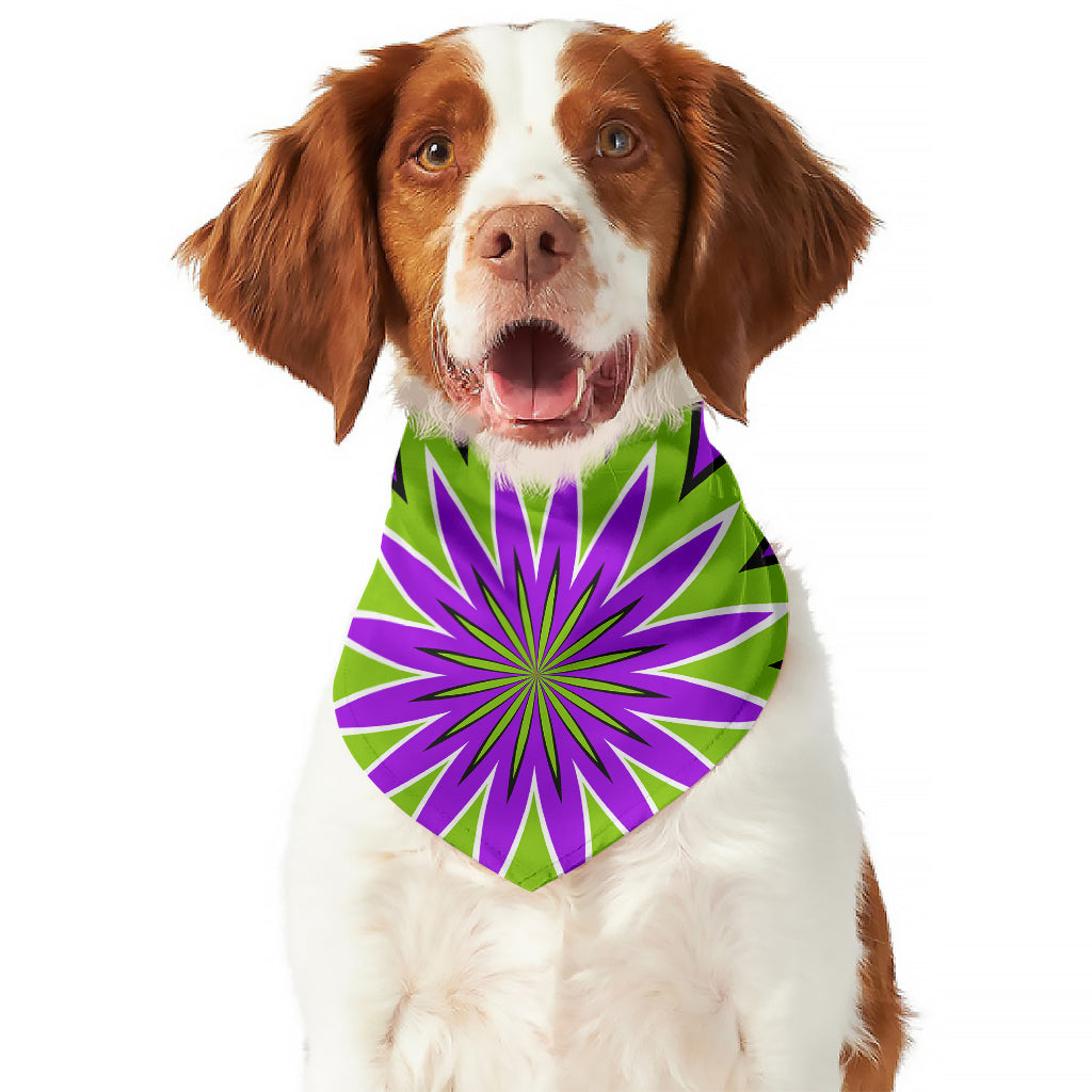 Green Flower Moving Optical Illusion Dog Bandana