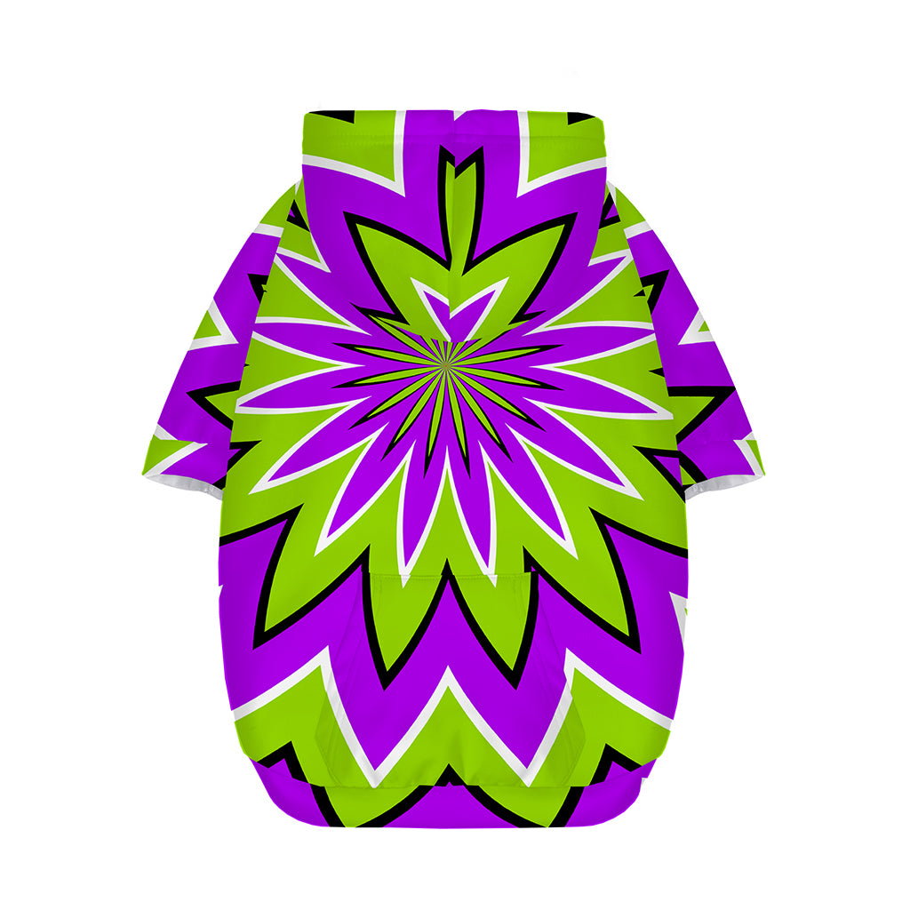 Green Flower Moving Optical Illusion Dog Zip Up Hoodie
