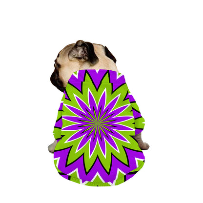 Green Flower Moving Optical Illusion Dog Zip Up Jacket