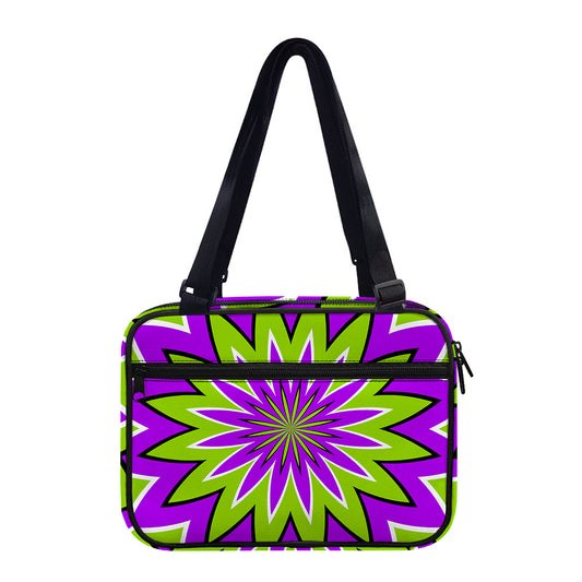 Green Flower Moving Optical Illusion Double Strap Bible Bag
