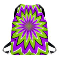 Green Flower Moving Optical Illusion Drawstring Backpack