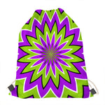 Green Flower Moving Optical Illusion Drawstring Bag