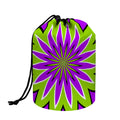 Green Flower Moving Optical Illusion Drawstring Makeup Bag