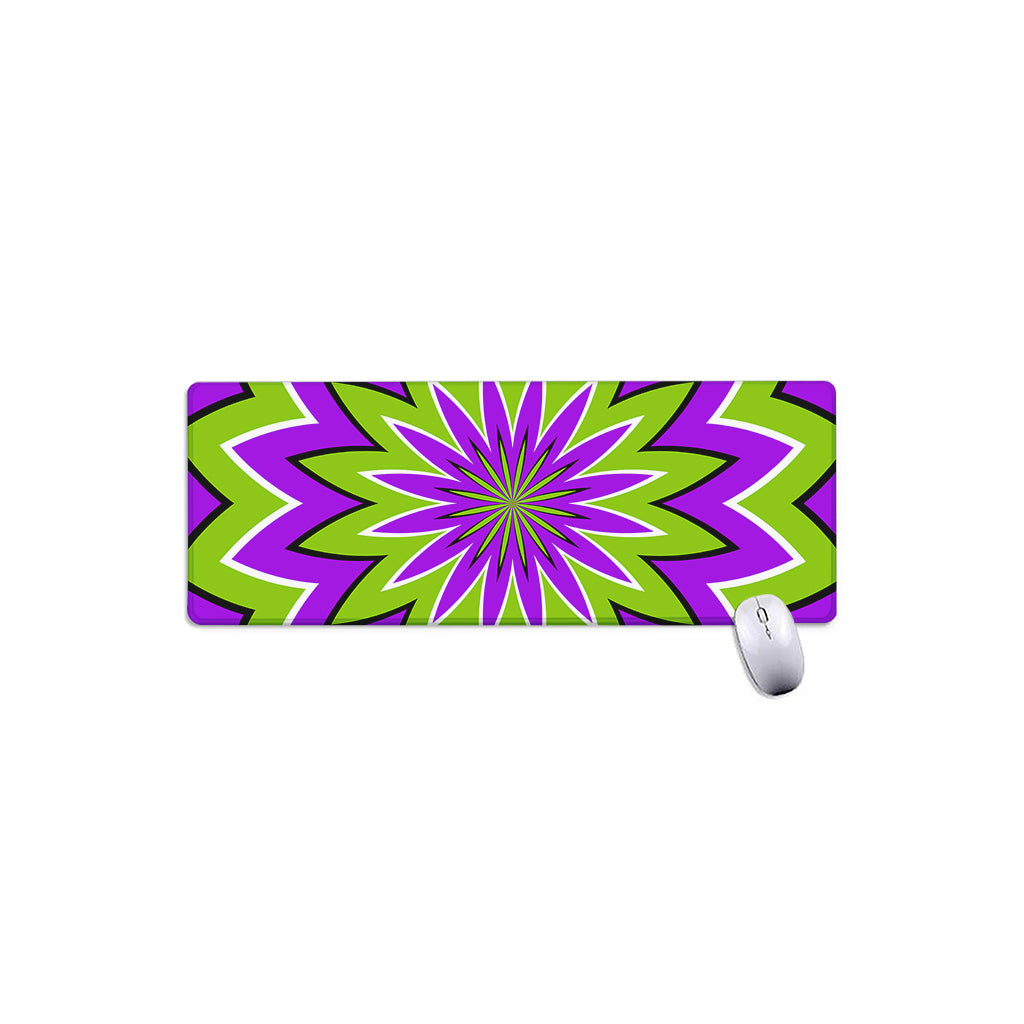 Green Flower Moving Optical Illusion Extended Mouse Pad