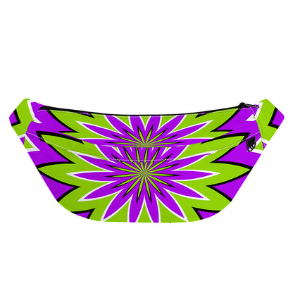 Green Flower Moving Optical Illusion Fanny Pack