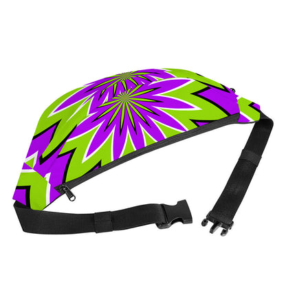 Green Flower Moving Optical Illusion Fanny Pack