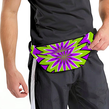Green Flower Moving Optical Illusion Fanny Pack