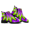 Green Flower Moving Optical Illusion Flat Ankle Boots