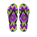Green Flower Moving Optical Illusion Flip Flops