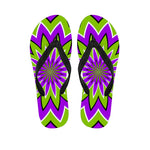 Green Flower Moving Optical Illusion Flip Flops
