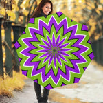 Green Flower Moving Optical Illusion Foldable Umbrella