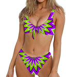 Green Flower Moving Optical Illusion Front Bow Tie Bikini