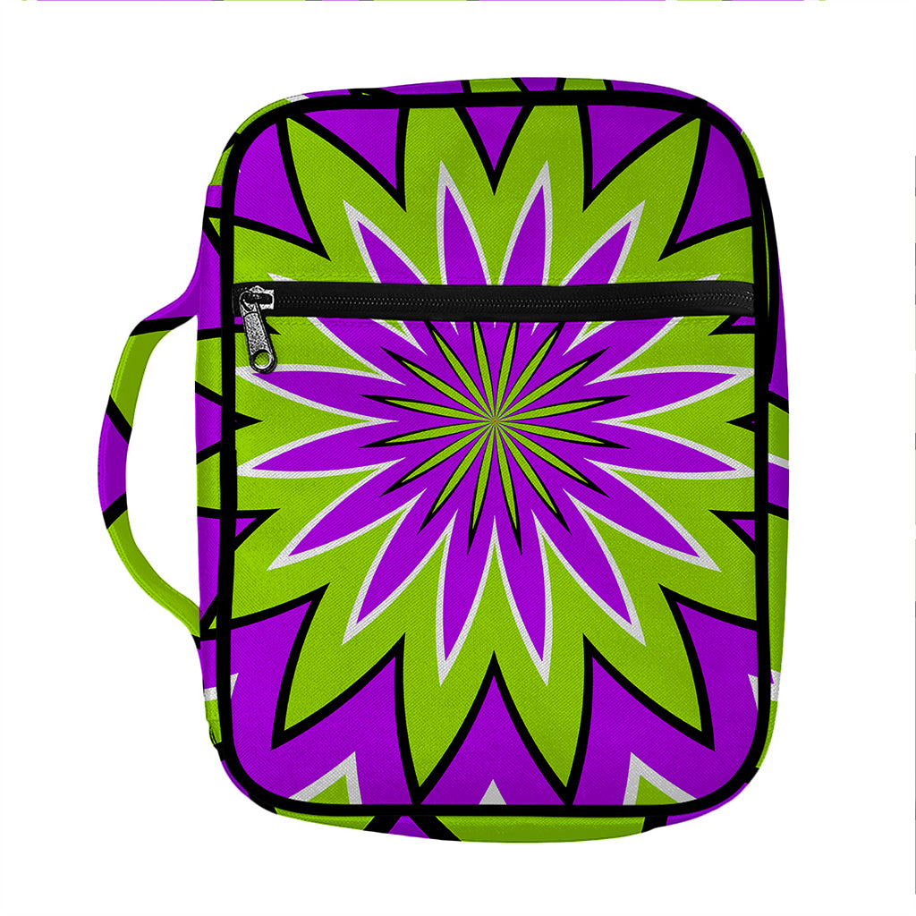 Green Flower Moving Optical Illusion Front Pocket Bible Bag