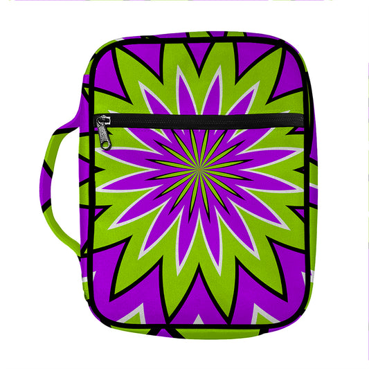 Green Flower Moving Optical Illusion Front Pocket Bible Bag