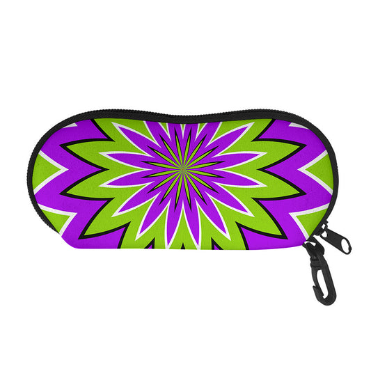 Green Flower Moving Optical Illusion Glasses Case