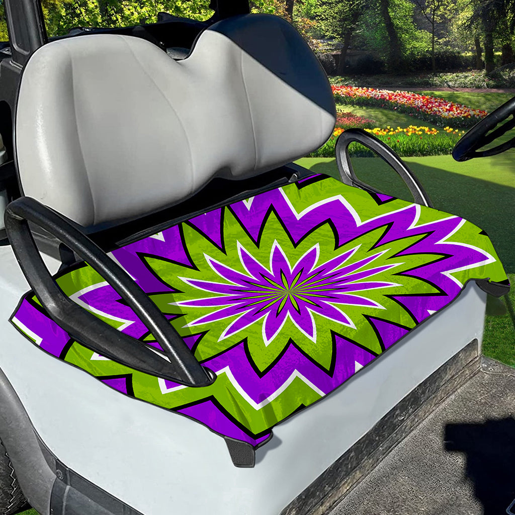 Green Flower Moving Optical Illusion Golf Cart Seat Cover
