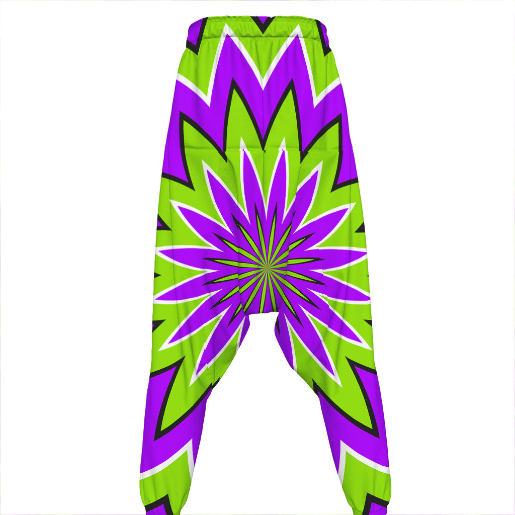 Green Flower Moving Optical Illusion Hammer Pants