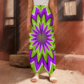Green Flower Moving Optical Illusion Harem Pants