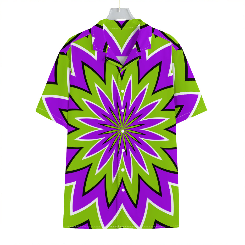 Green Flower Moving Optical Illusion Hawaiian Shirt