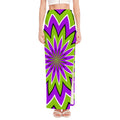 Green Flower Moving Optical Illusion High Slit Maxi Skirt