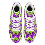 Green Flower Moving Optical Illusion High Top Leather Sneakers