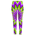 Green Flower Moving Optical Illusion High-Waisted Pocket Leggings