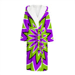 Green Flower Moving Optical Illusion Hooded Bathrobe
