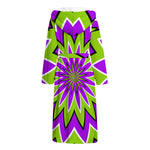 Green Flower Moving Optical Illusion Hooded Bathrobe
