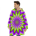 Green Flower Moving Optical Illusion Hoodie Blanket