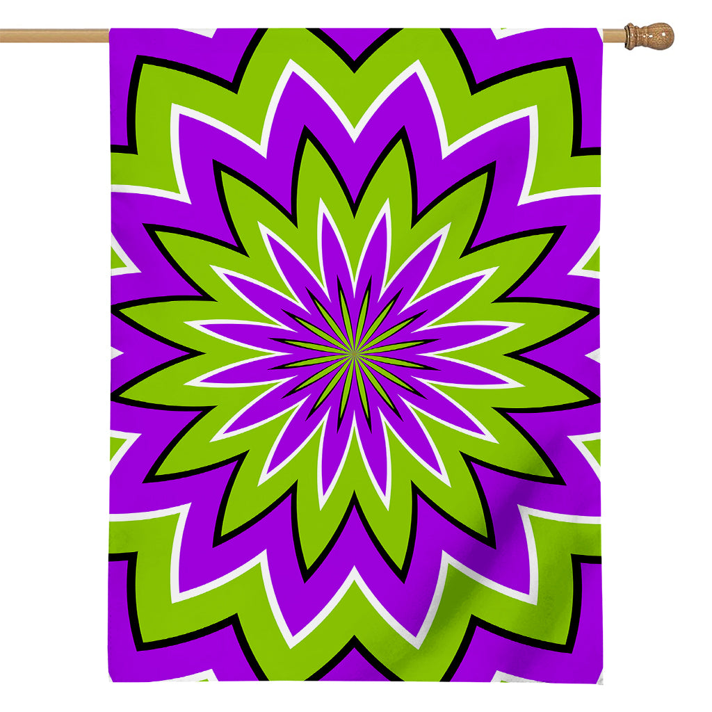 Green Flower Moving Optical Illusion House Flag