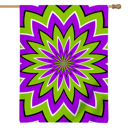 Green Flower Moving Optical Illusion House Flag