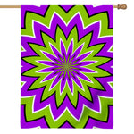 Green Flower Moving Optical Illusion House Flag