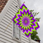 Green Flower Moving Optical Illusion House Flag