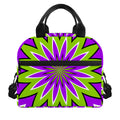 Green Flower Moving Optical Illusion Insulated Lunch Bag
