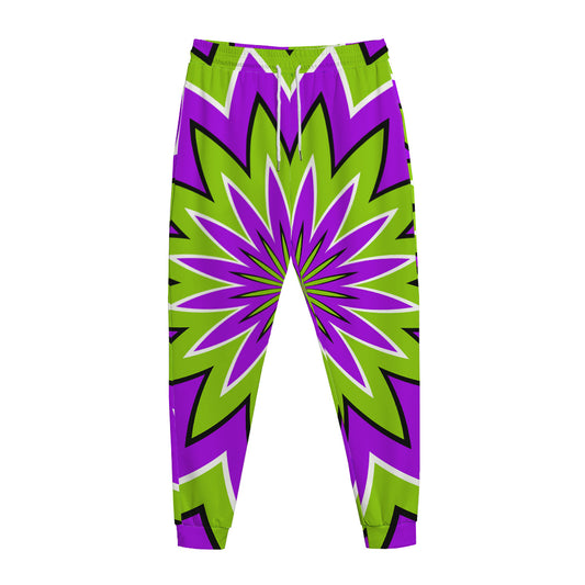 Green Flower Moving Optical Illusion Jogger Pants